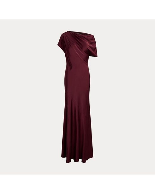 Ralph Lauren Red Schulterfreies Satin-Charmeuse-Kleid