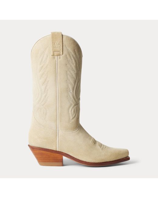 Ralph Lauren Natural Chilton Mm Calf-Suede Cowboy Boot