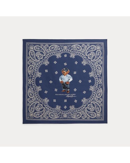 Polo Ralph Lauren Blue Polo Bear Paisley Cotton Bandanna for men