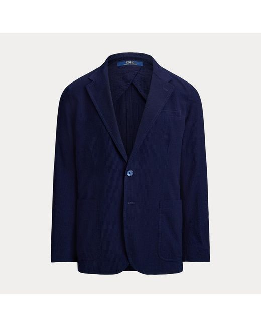 Polo Ralph Lauren Blue Polo Soft Modern-Fit Seersucker Jacket for men