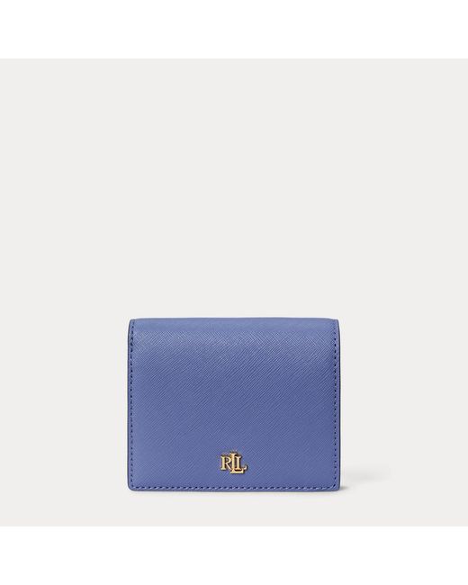 Ralph Lauren Blue Compact Crosshatch Leather Wallet