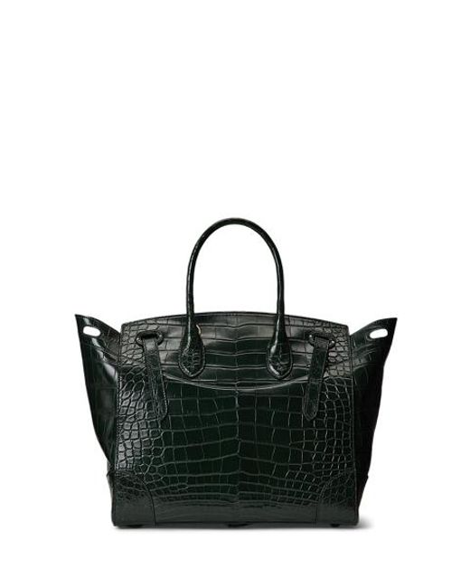 Ralph Lauren Black Soft Ricky 33 Caiman Bag