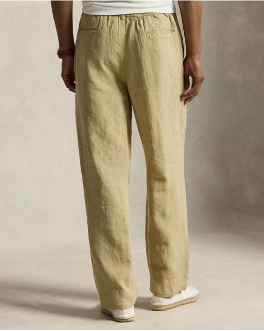 Polo Ralph Lauren Natural Lateef Relaxed Fit Pleated Linen Trouser for men