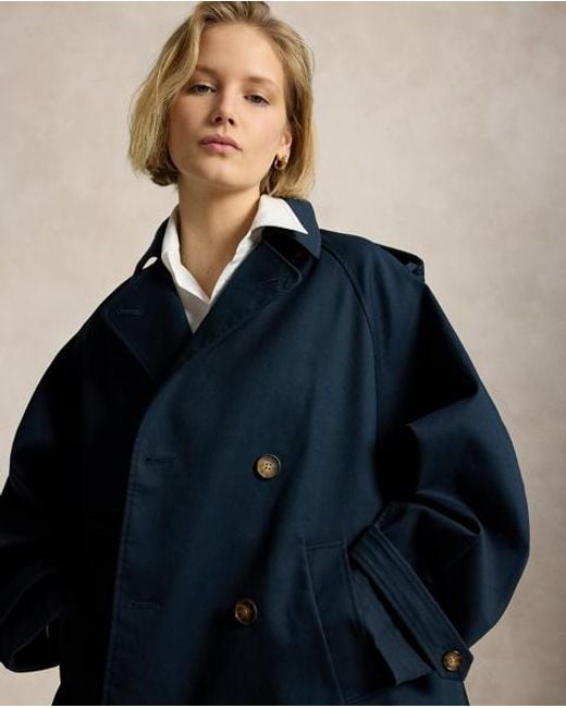 Polo Ralph Lauren Blue Balloon Cotton Twill Trench Coat