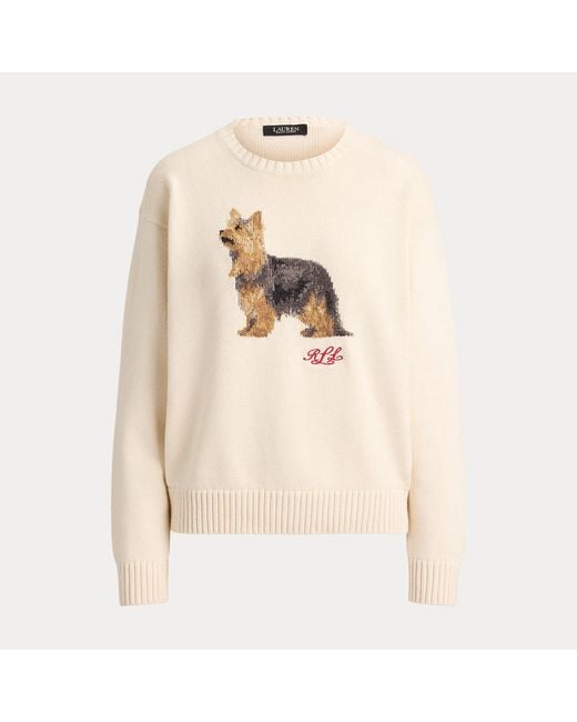 Ralph Lauren Natural Intarsia-Knit Yorkshire Terrier Jumper