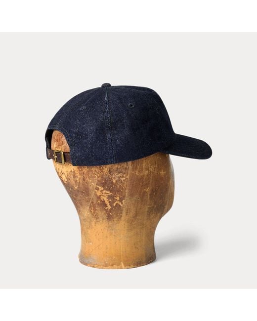RRL Blue Ranch Logo Denim Ball Cap for men