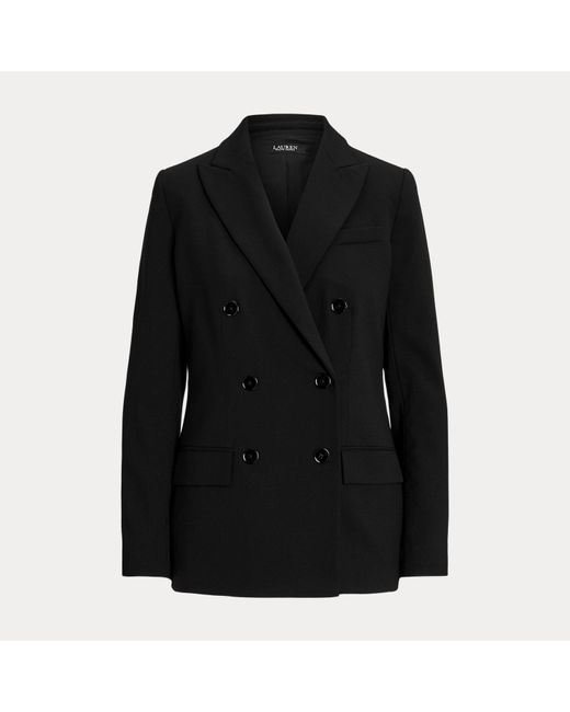 Ralph Lauren Black Double-Breasted Wool Crepe Blazer