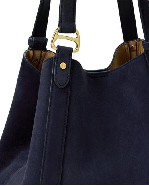 Ralph Lauren Blue Sheep-Suede Small Tasha Tote Bag