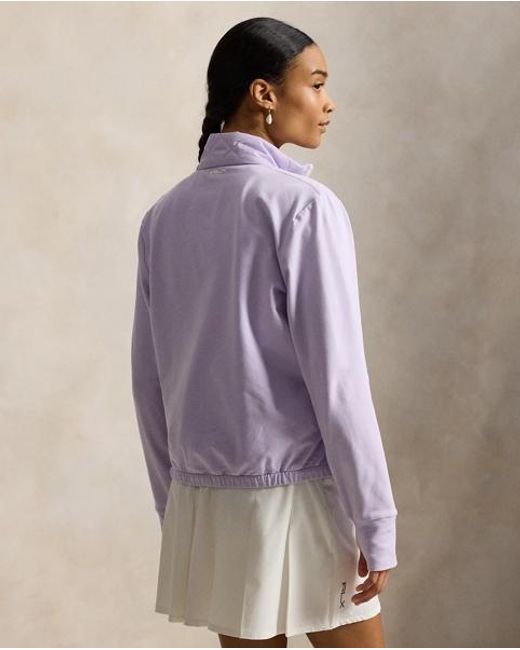 Ralph Lauren Purple Hybrid Quilted-Front Terry Zip Jacket