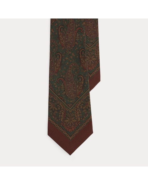 Ralph Lauren Brown Paisley-Print Silk Crepe Tie for men