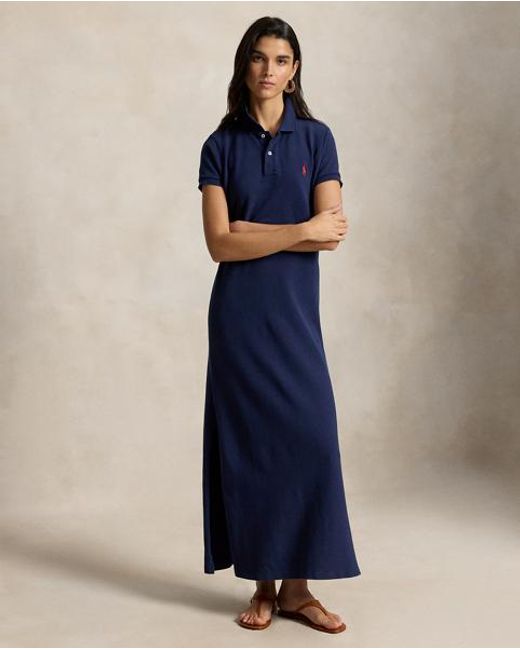 Polo Ralph Lauren Blue Cotton Mesh Polo Dress