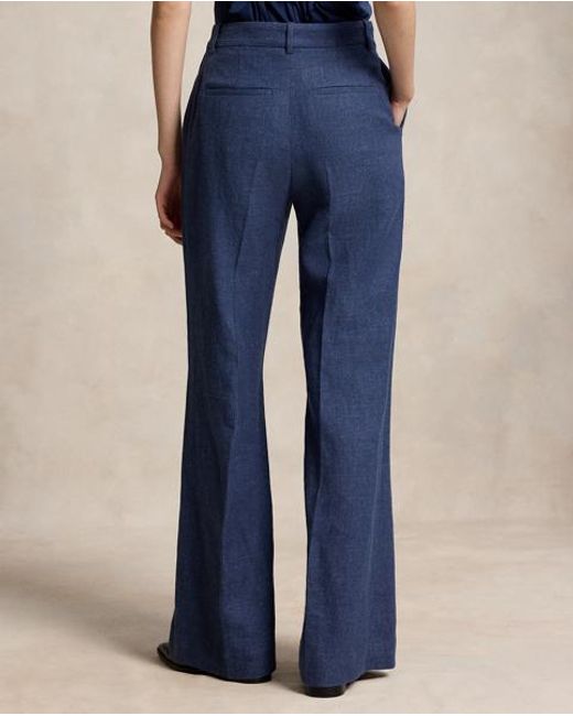 Polo Ralph Lauren Blue Beaton Linen-Cotton Pant
