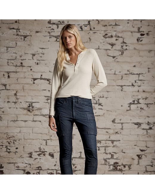 RRL Blue Stretch Skinny Denim Cargo Trouser