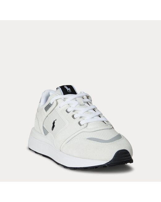 Polo Ralph Lauren White Train 89 V2 Suede-Panelled Trainer for men