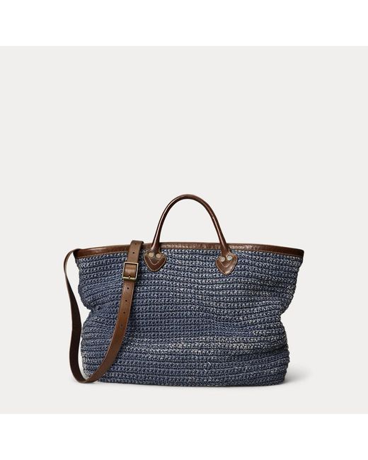 Tote tessuta a mano rifinita in pelle di RRL in Blue da Uomo