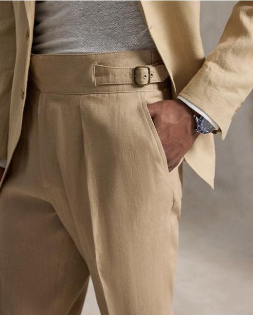 Polo Ralph Lauren Natural Pleated Linen Suit Trouser for men