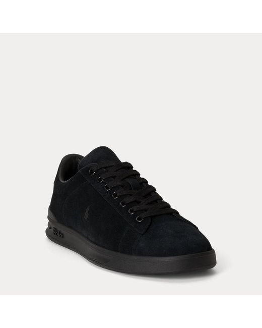 Polo Ralph Lauren Black Heritage Court Ii Suede Trainer for men