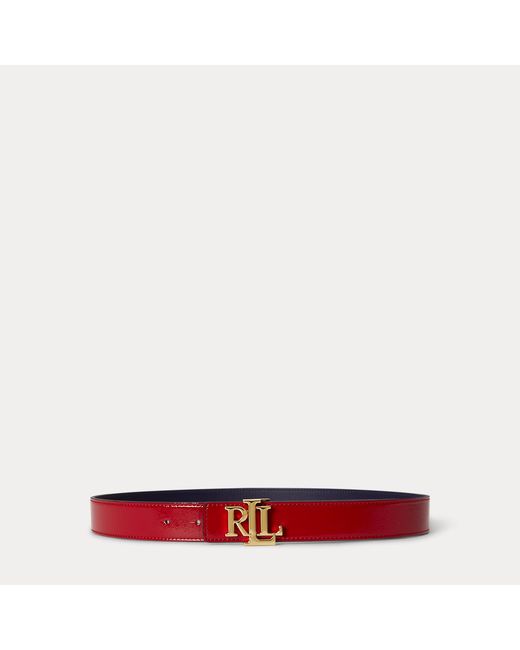 Ralph Lauren Red Reversible Patent Leather Logo Belt
