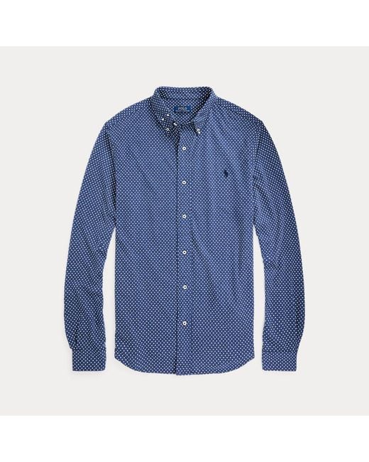 Taglie Plus - Camicia ultraleggera in piqué a pois di Ralph Lauren in Blue da Uomo