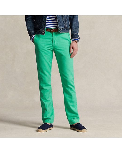Ralph Lauren Green Straight Fit Linen-cotton Pant for men