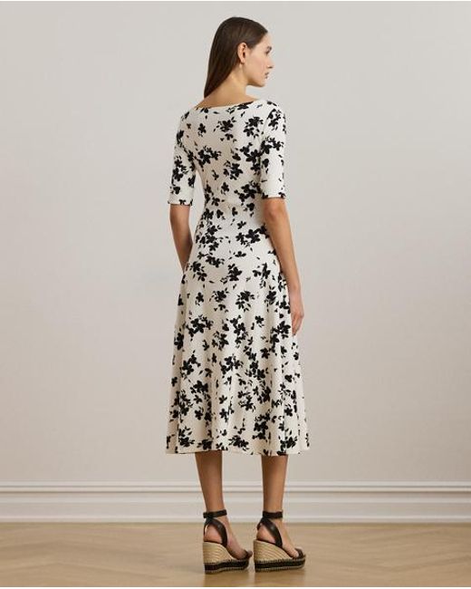 Vestido Midi De Algodón Elástico Ralph Lauren de color White