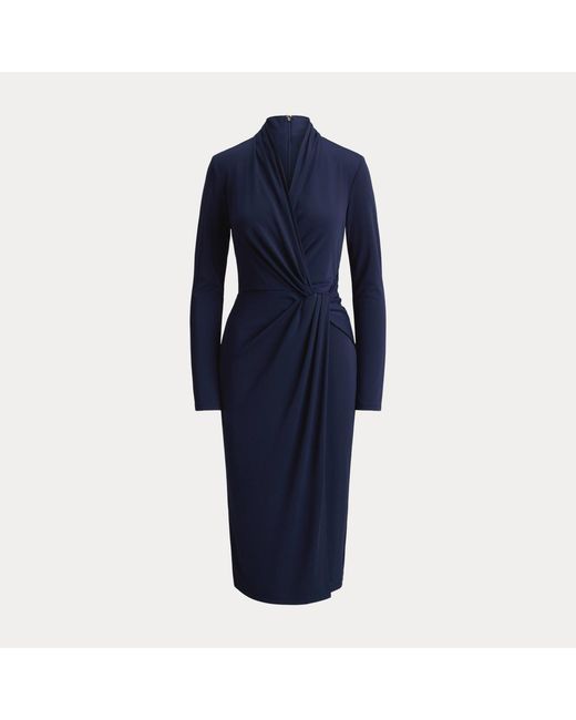 Ralph Lauren Blue Twist-Front Jersey Surplice Dress