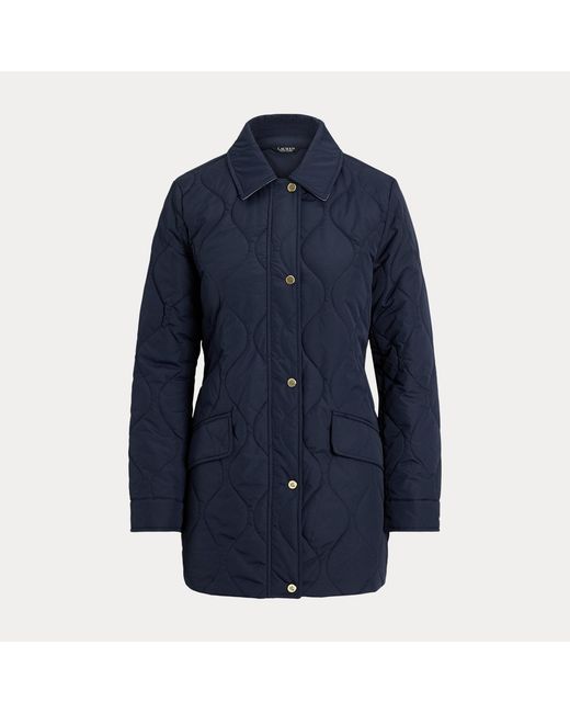 Ralph Lauren Blue Denim-Trim Onion-Quilted Barn Jacket
