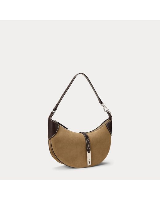 Polo Ralph Lauren Brown Mini Polo Id Suede Shoulder Bag