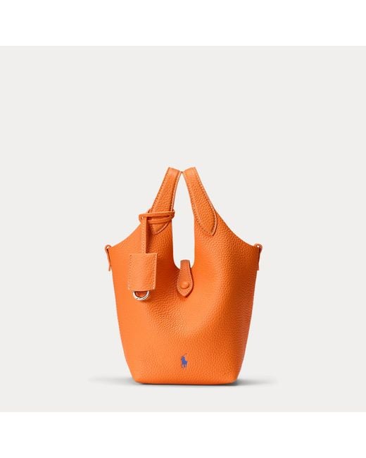 Polo Ralph Lauren Orange Polo Play Small Leather Tote & Crossbody