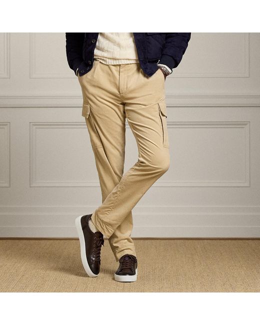 Ralph Lauren Natural Hand-Tailored Corduroy Cargo Trousers for men