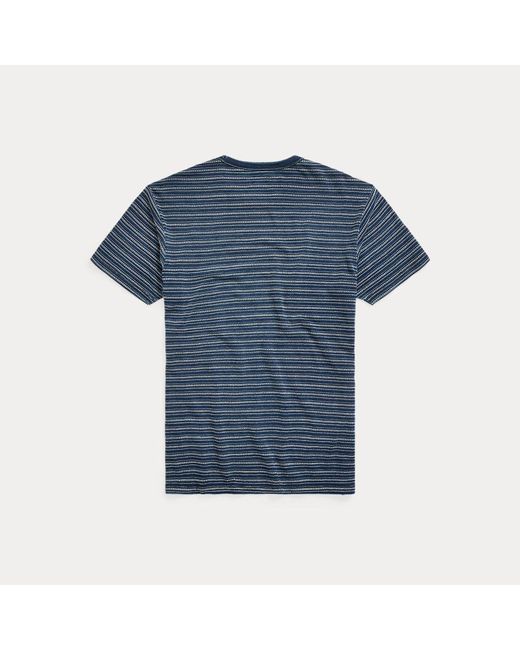RRL Blue Indigo Striped Jersey T-shirt for men