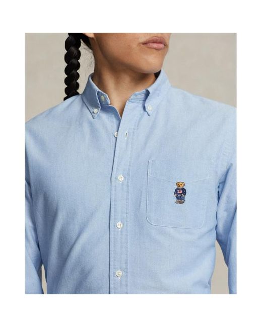 Polo Ralph Lauren Blue Custom Fit Polo Bear Oxford Shirt for men