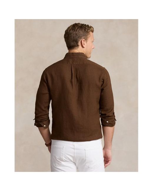 Polo Ralph Lauren Custom Fit Linnen Overhemd in het Brown voor heren