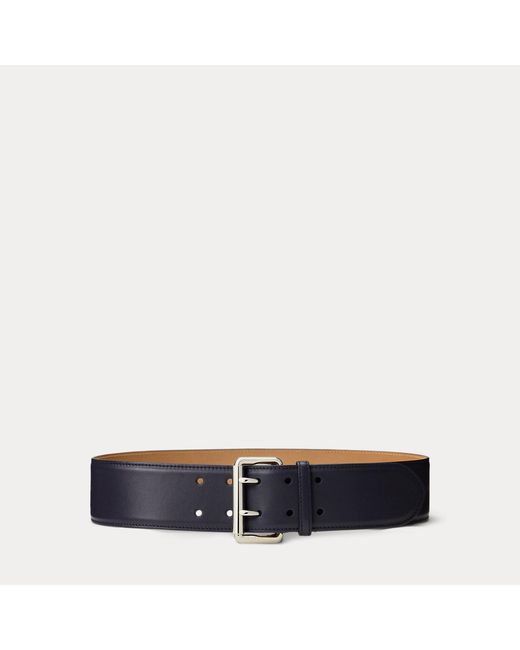 Ralph Lauren Blue Calfskin Double-Prong Belt