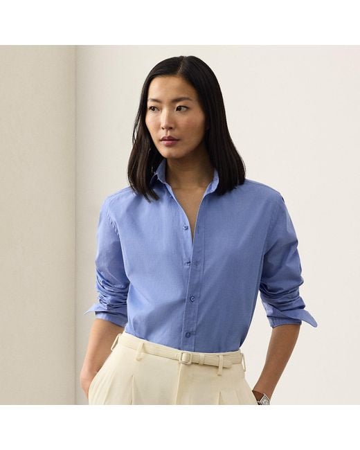 Ralph Lauren Blue Relaxed-Fit Fil-À-Fil-Hemd Adrien