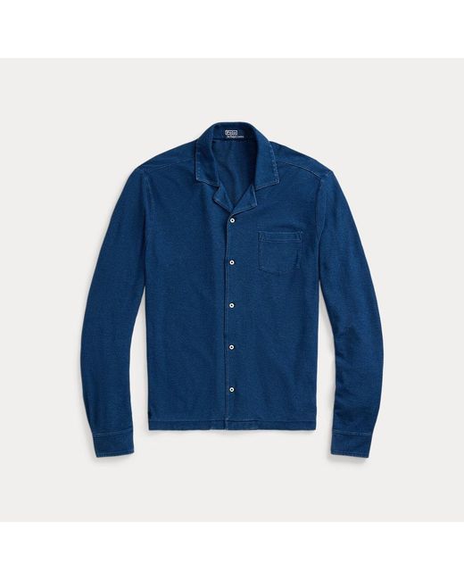 Ralph Lauren Piqué-Kurzarmhemd mit Indigofärbung in Blue für Herren