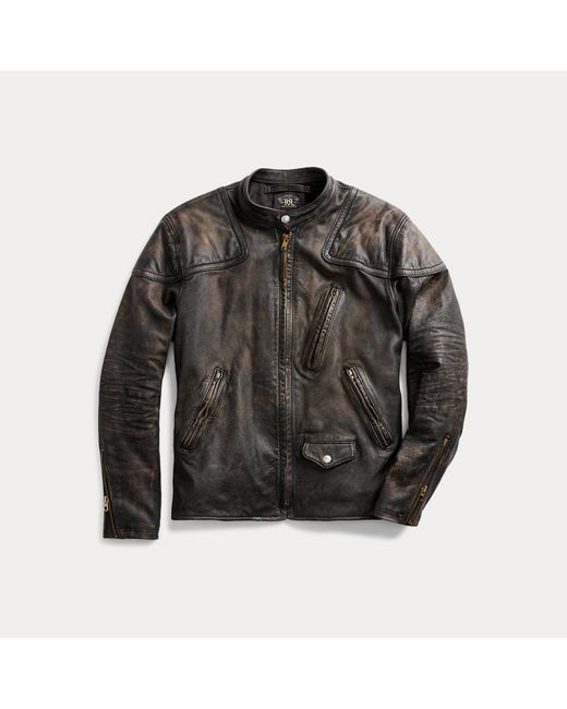 【極美品】RRL Slim Fit Leather Moto Jacket M RRL Slim Fit Leather Moto Jacket in Black for Men | Lyst UK