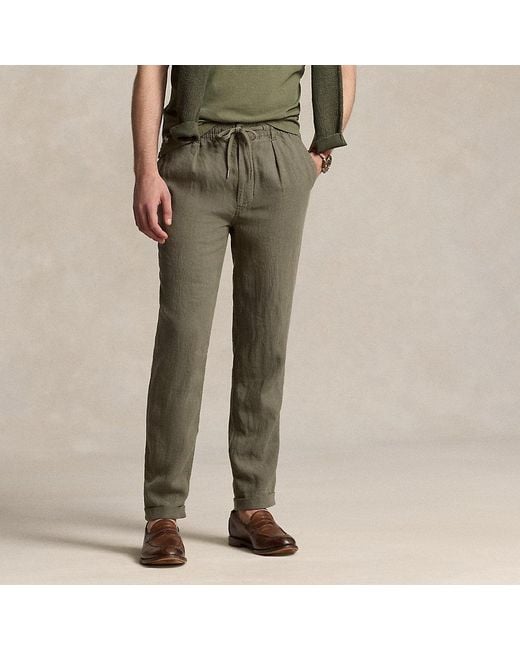 Pantaloni Prepster in lino Polo di Polo Ralph Lauren in Green da Uomo