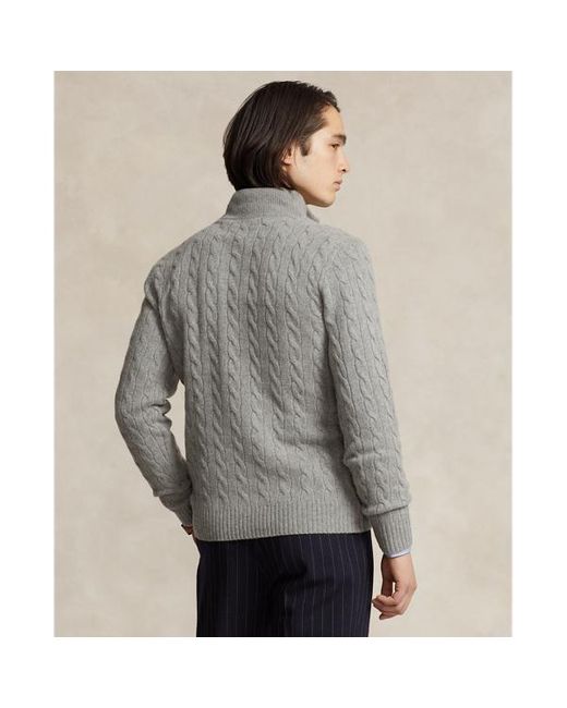 Ralph Lauren Cable knit Wool cashmere Sweater in Grey for Men Lyst UK