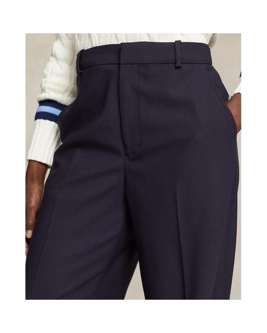 Polo Ralph Lauren Blue Stretch Wool Faille Wide-leg Pant