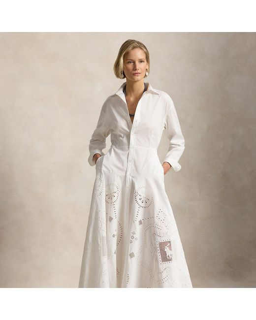 Ralph Lauren White Cotton Eyelet Shirtdress