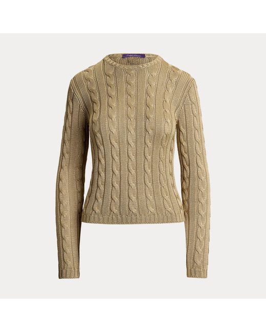 Ralph Lauren Natural Ralph Lauren Cable-Knit Silk Crewneck Sweater