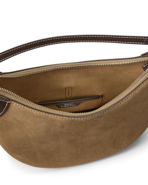 Polo Ralph Lauren Brown Mini Polo Id Suede Shoulder Bag