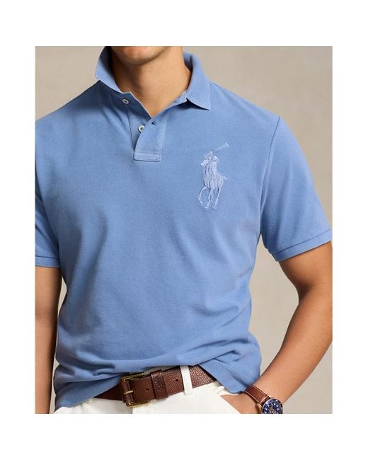 Polo Ralph Lauren Blue Classic Fit Big Pony Mesh Polo Shirt for men