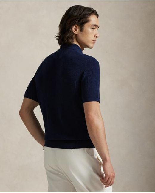 Jersey Polo De Algodón En Punto Waffle Ralph Lauren de hombre de color Blue