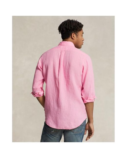 Polo Ralph Lauren Slim-Fit Leinenhemd in Pink für Herren
