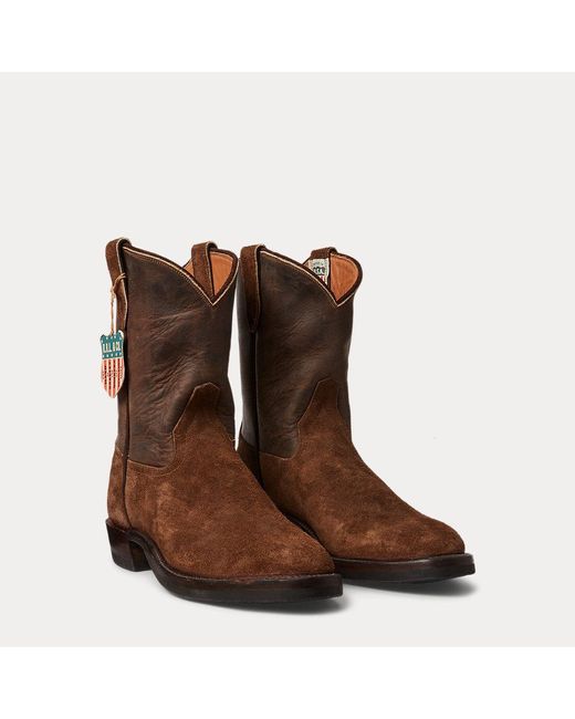 RRL Brown Ralph Lauren Roughout Suede & Leather Boot for men