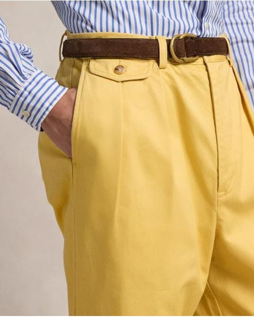 Polo Ralph Lauren Yellow Whitman Relaxed Fit Pleated Chino Trouse for men