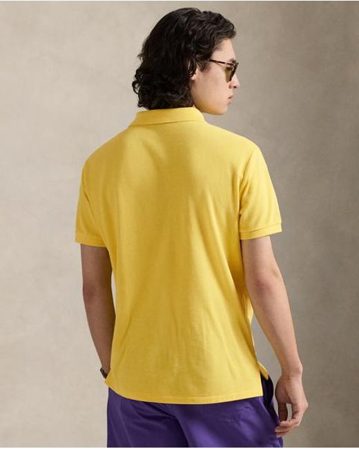 Polo Ralph Lauren Yellow The Iconic Custom Slim Fit Mesh Polo for men