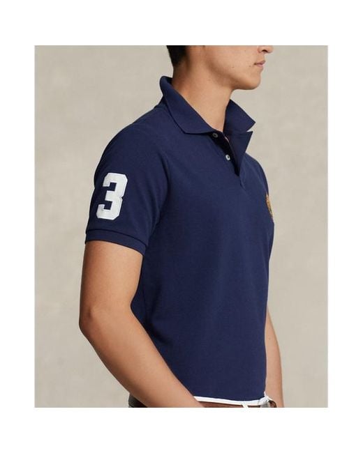 Polo Ralph Lauren Blue Custom Slim Triple-pony Mesh Polo Shirt for men